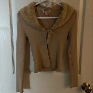 Creme Long Sleeve Fluffy Tie Top by No Boundaries